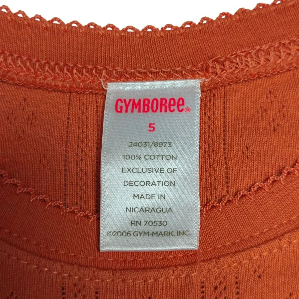 Vintage Gymboree Long Sleeved Top Size 5 Orange Pointelle Knit Lightweight NWT